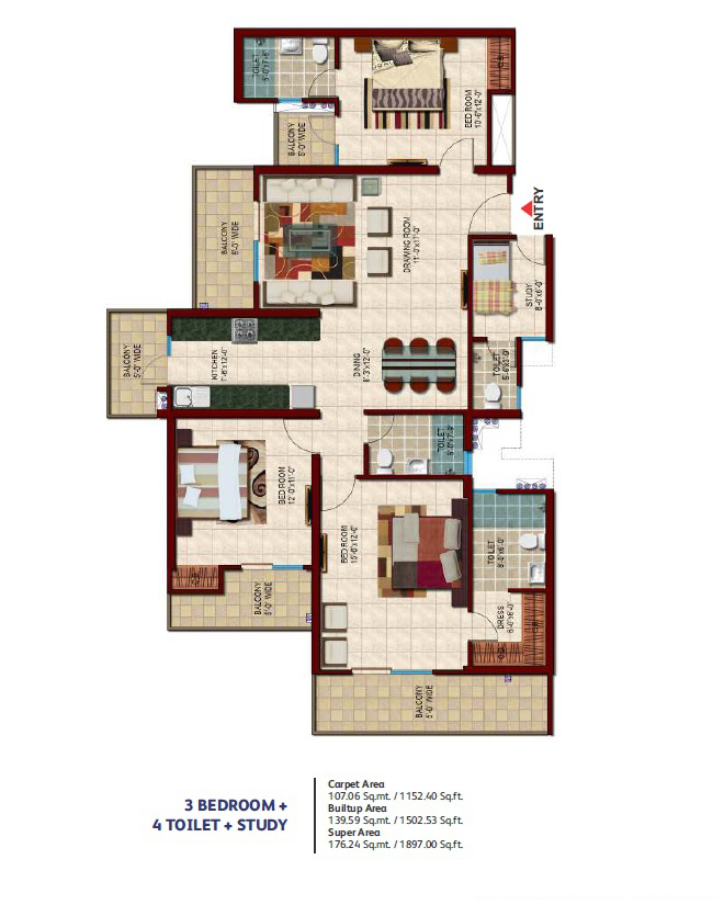  3bhk 1897 Sq.ft